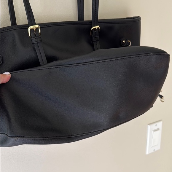 JustFab Lovesome Black Shoulder Tote Bag with Gold Tone Accents AS IS - Picture 3 of 7